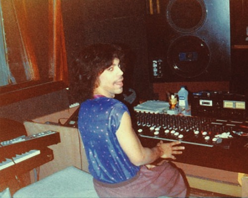 Prince in the studio in the Prince era.